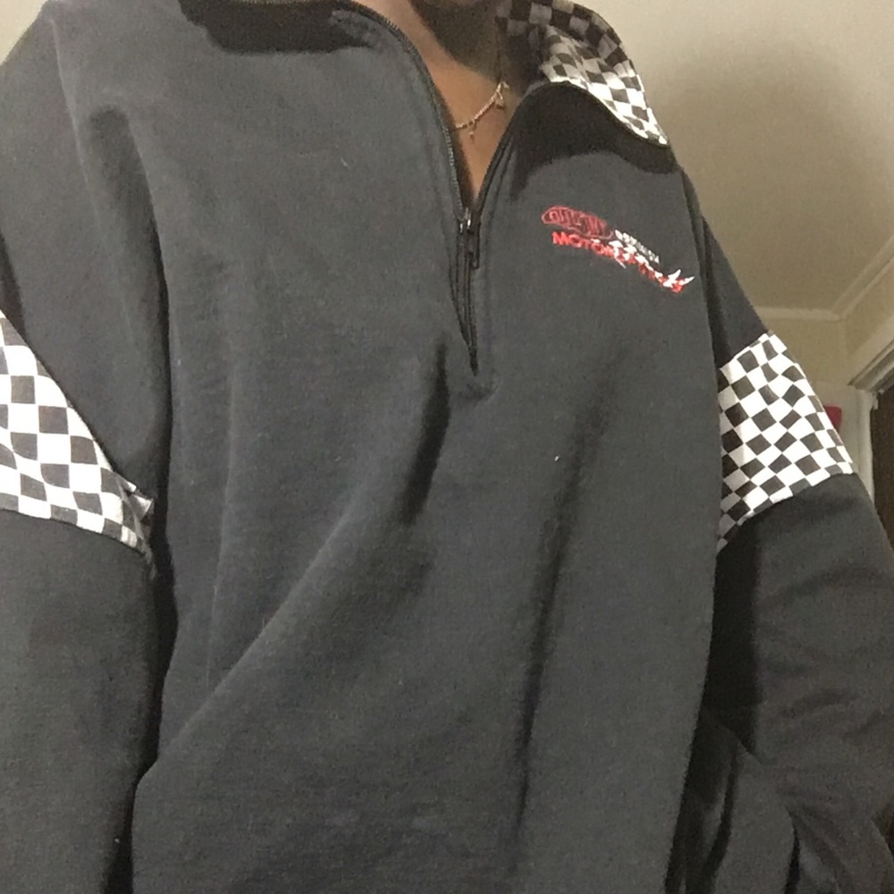 Half Zip Sweatshirt With Checkered Pattern - image 1